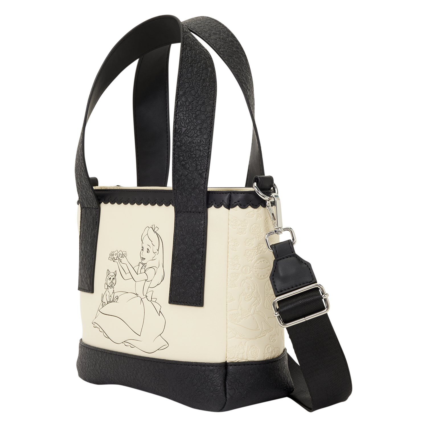 Alice in Wonderland Embroidered Floral Tote