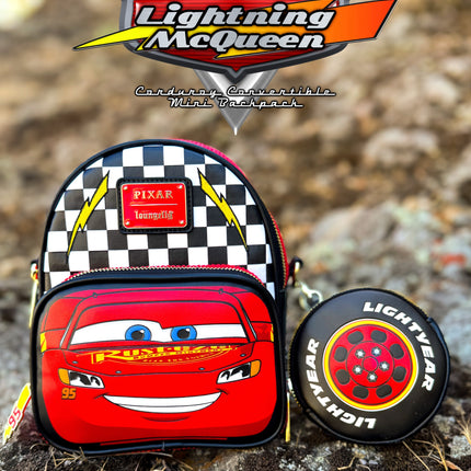 Pixar Cars Lightning McQueen Corduroy Convertible Mini Backpack EXCLUSIVE