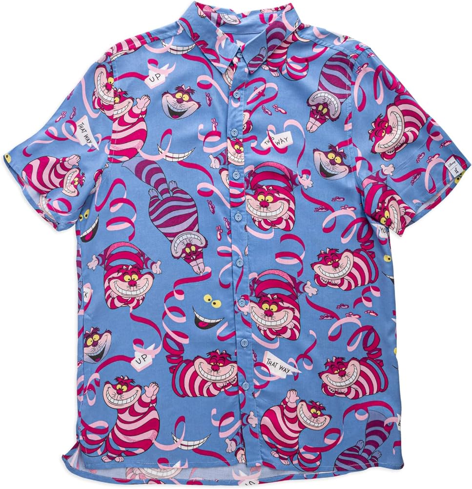 Cheshire Cat LF Button Up Camp Shirt Alice in Wonderland