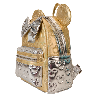 Minnie Mouse Metallic Gold & Silver Quilted Mini Backpack