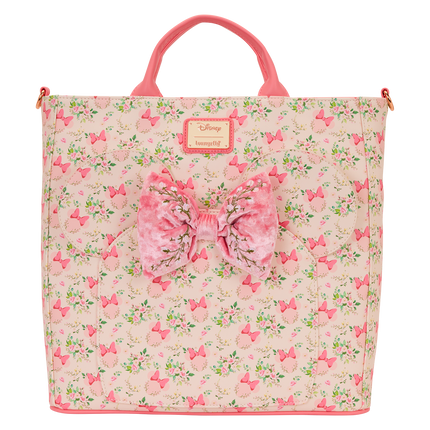 Minnie Mouse Floral All-Over Print Convertible Backpack & Tote Crossbody Bag