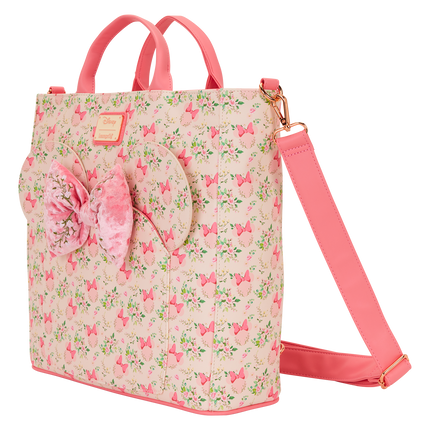 Minnie Mouse Floral All-Over Print Convertible Backpack & Tote Crossbody Bag