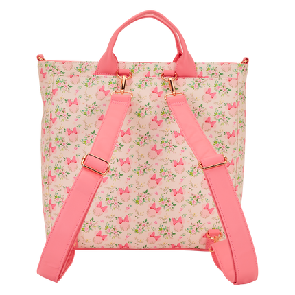 Minnie Mouse Floral All-Over Print Convertible Backpack & Tote Crossbody Bag