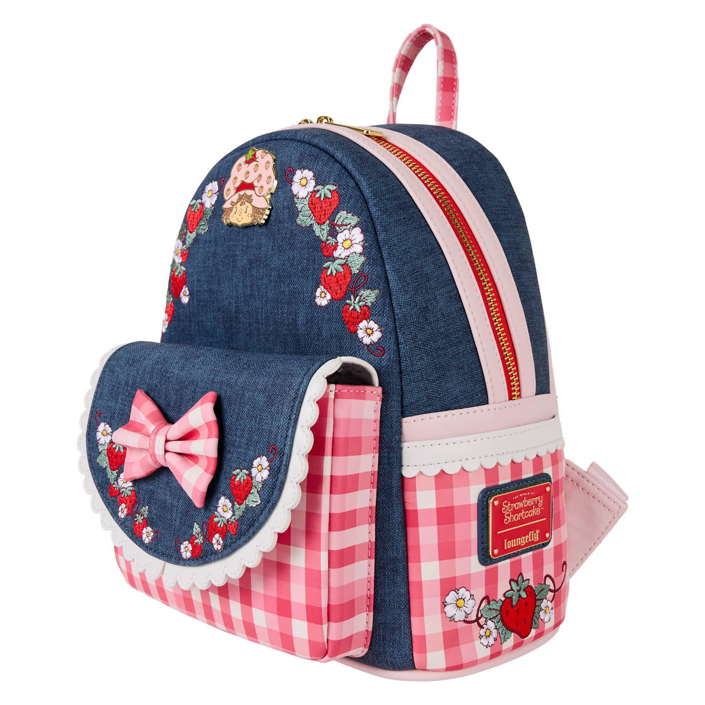 LF STRAWBERRY SHORTCAKE FAUX DENIM MINI BACKPACK