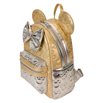 Minnie Mouse Metallic Gold & Silver Quilted Mini Backpack