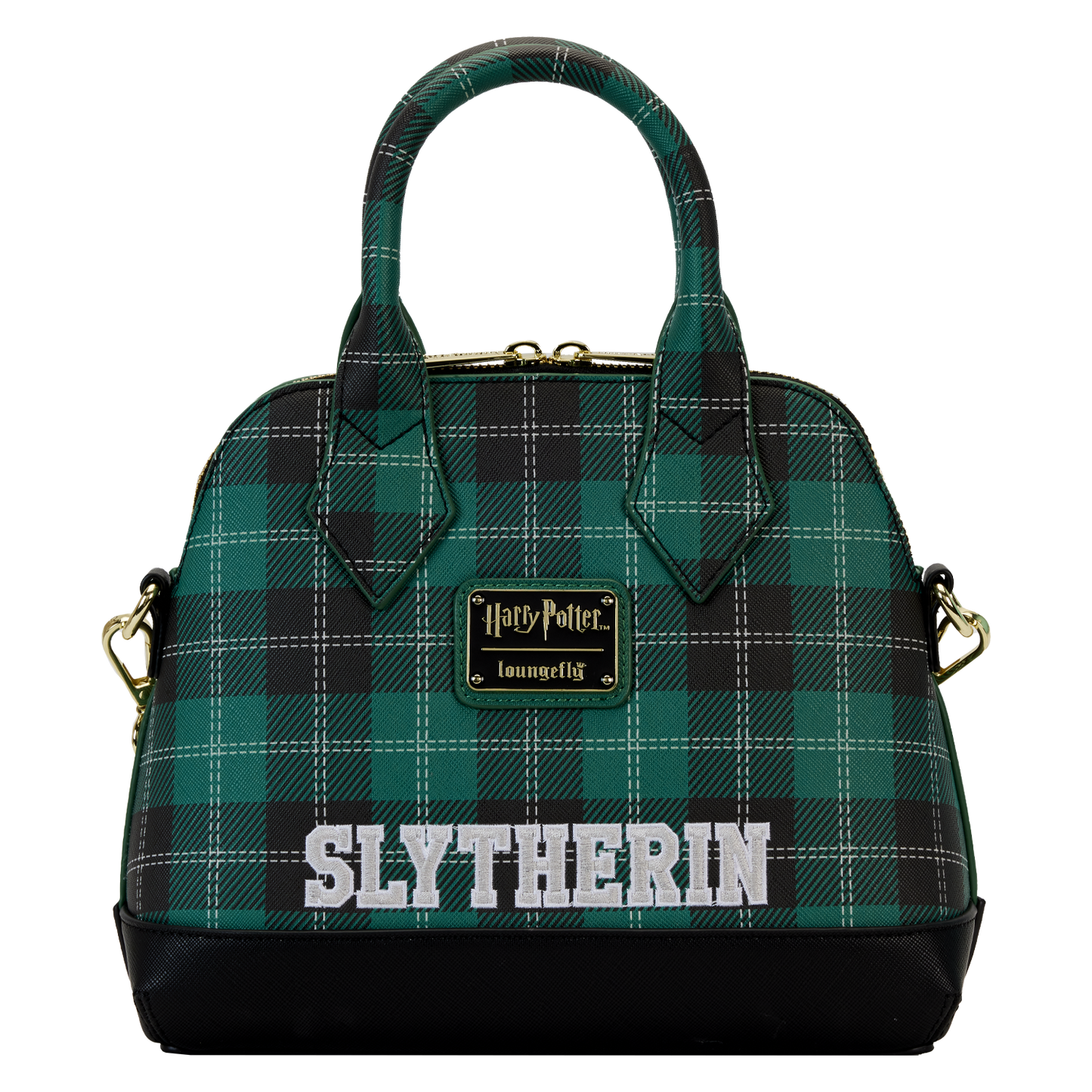 Harry Potter Slytherin Patch Varsity Plaid Crossbody Bag
