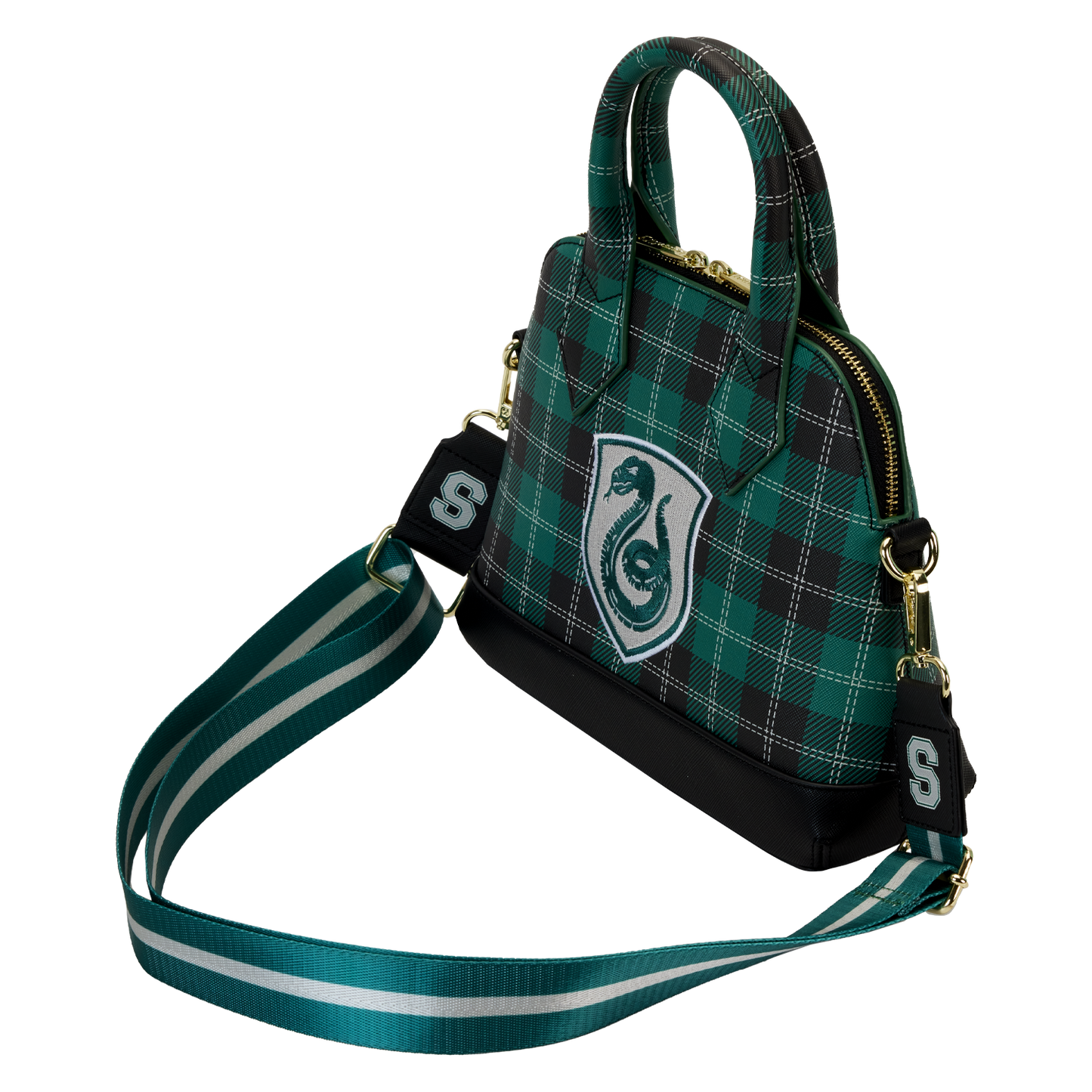 Harry Potter Slytherin Patch Varsity Plaid Crossbody Bag