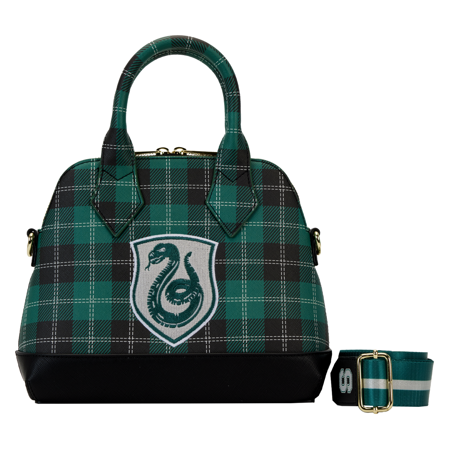 Harry Potter Slytherin Patch Varsity Plaid Crossbody Bag