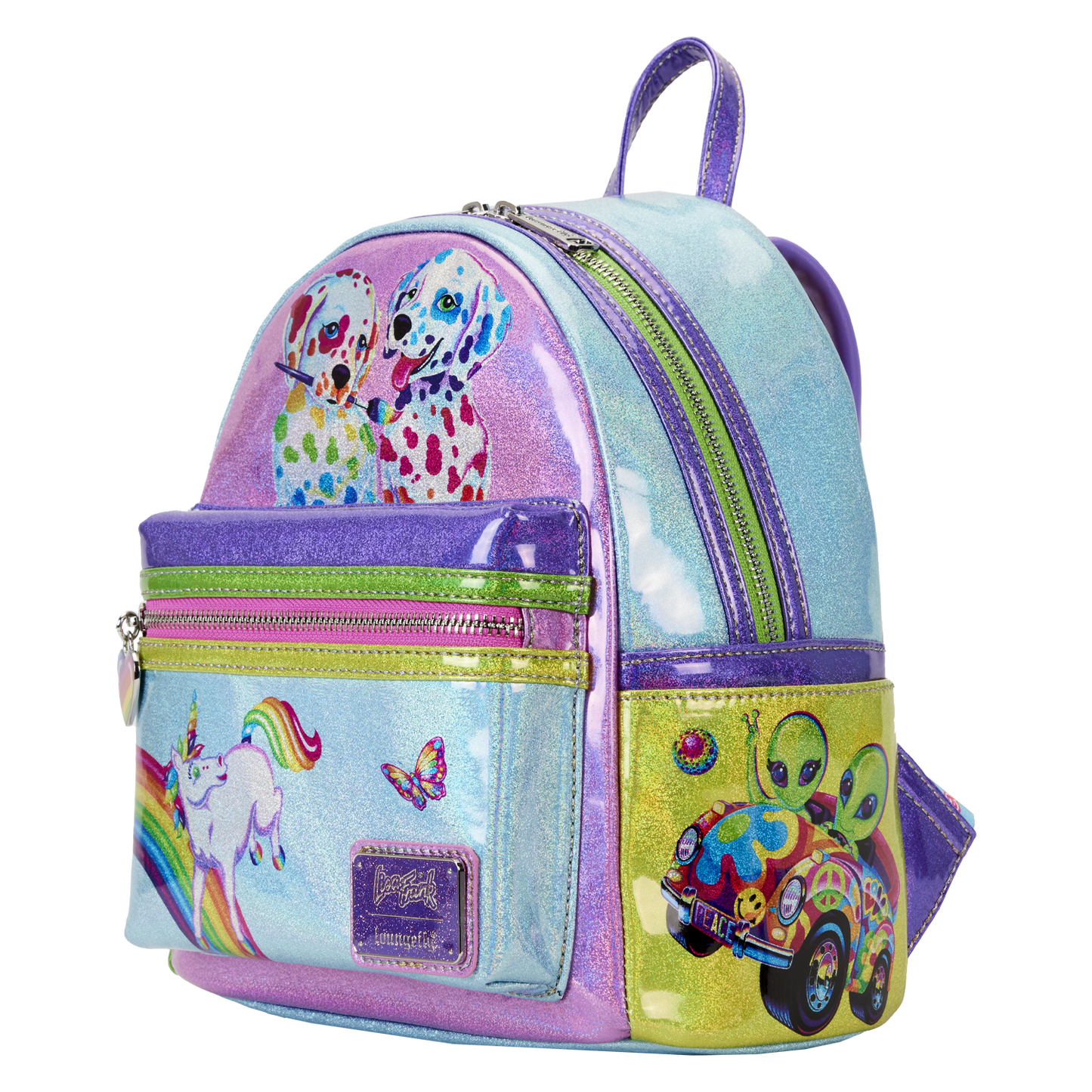 Lisa Frank Holographic Glitter Color Block Mini Backpack