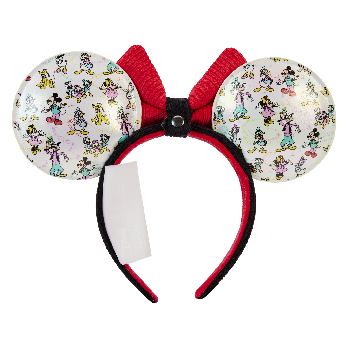 Disney100 Mickey & Friends Classic All-Over Print Iridescent Mini Backpack With Ear Headband Loungefly