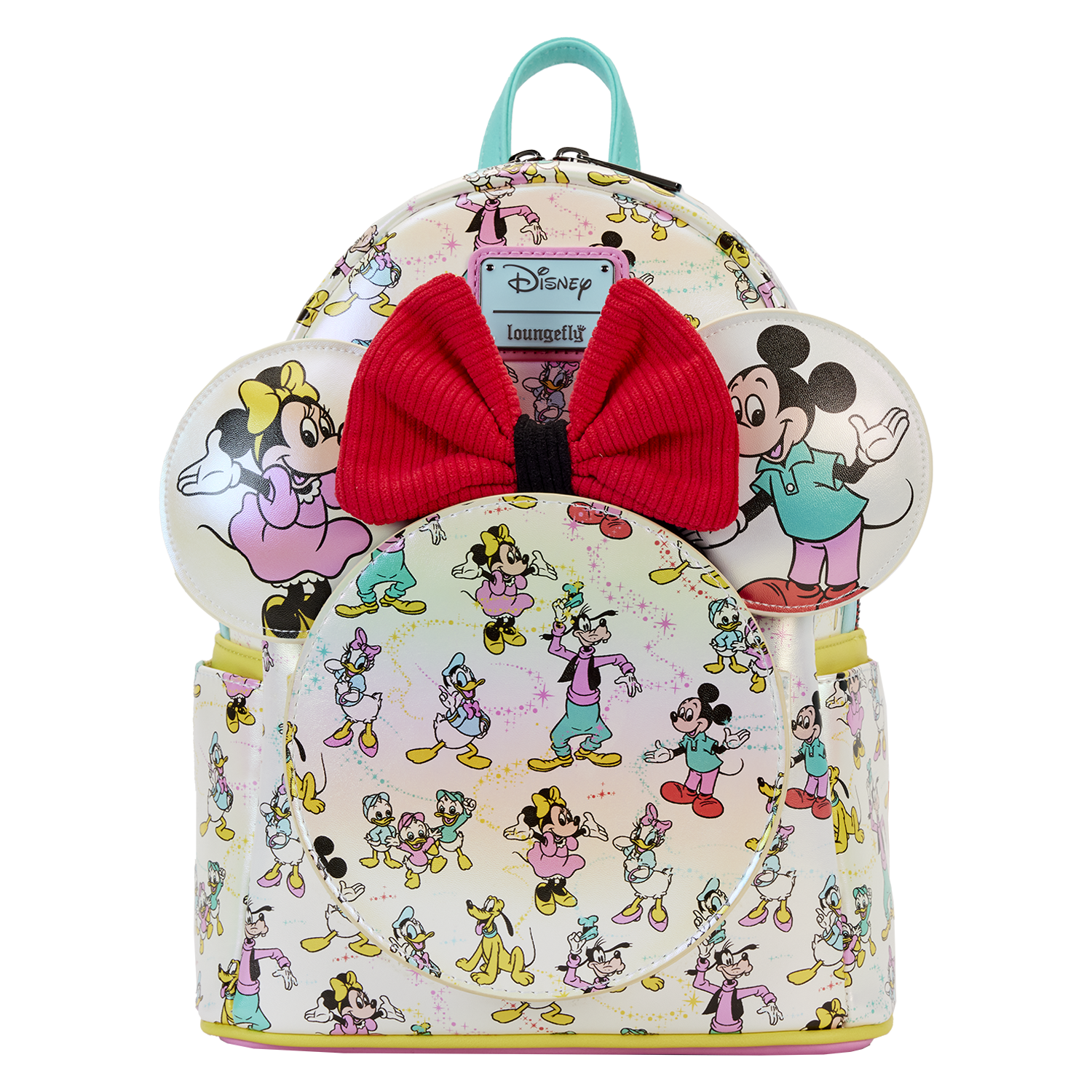Disney100 Mickey & Friends Classic All-Over Print Iridescent Mini Backpack With Ear Headband Loungefly 3