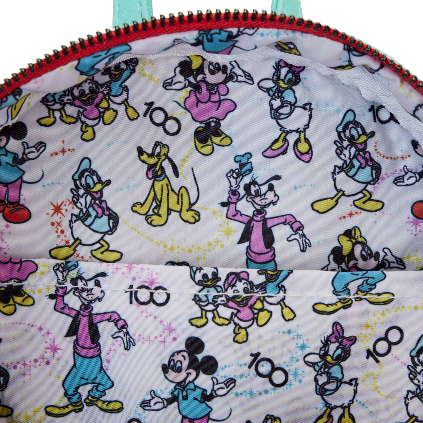 Disney100 Mickey & Friends Classic All-Over Print Iridescent Mini Backpack With Ear Headband Loungefly