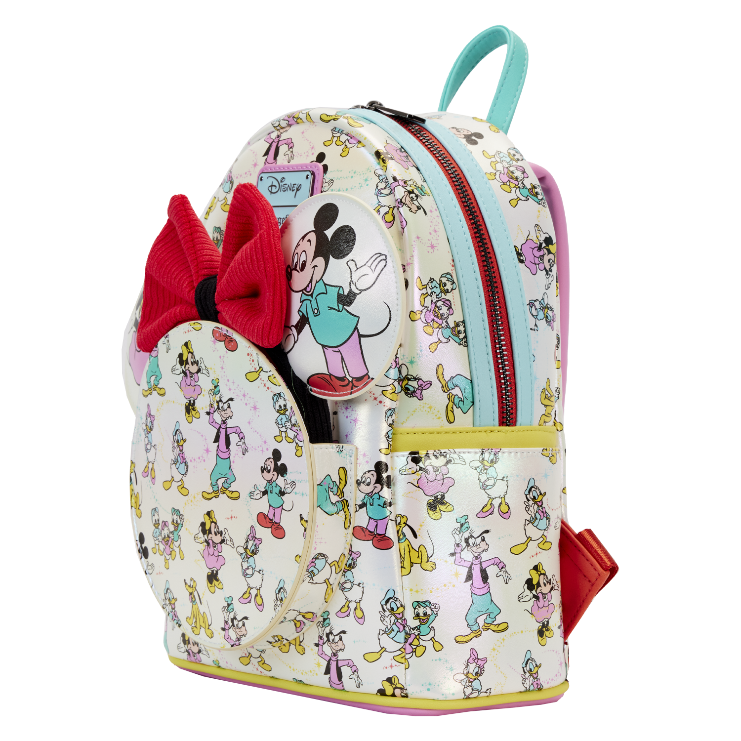 Disney100 Mickey & Friends Classic All-Over Print Iridescent Mini Backpack With Ear Headband Loungefly 5