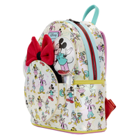 Disney100 Mickey & Friends Classic All-Over Print Iridescent Mini Backpack With Ear Headband Loungefly