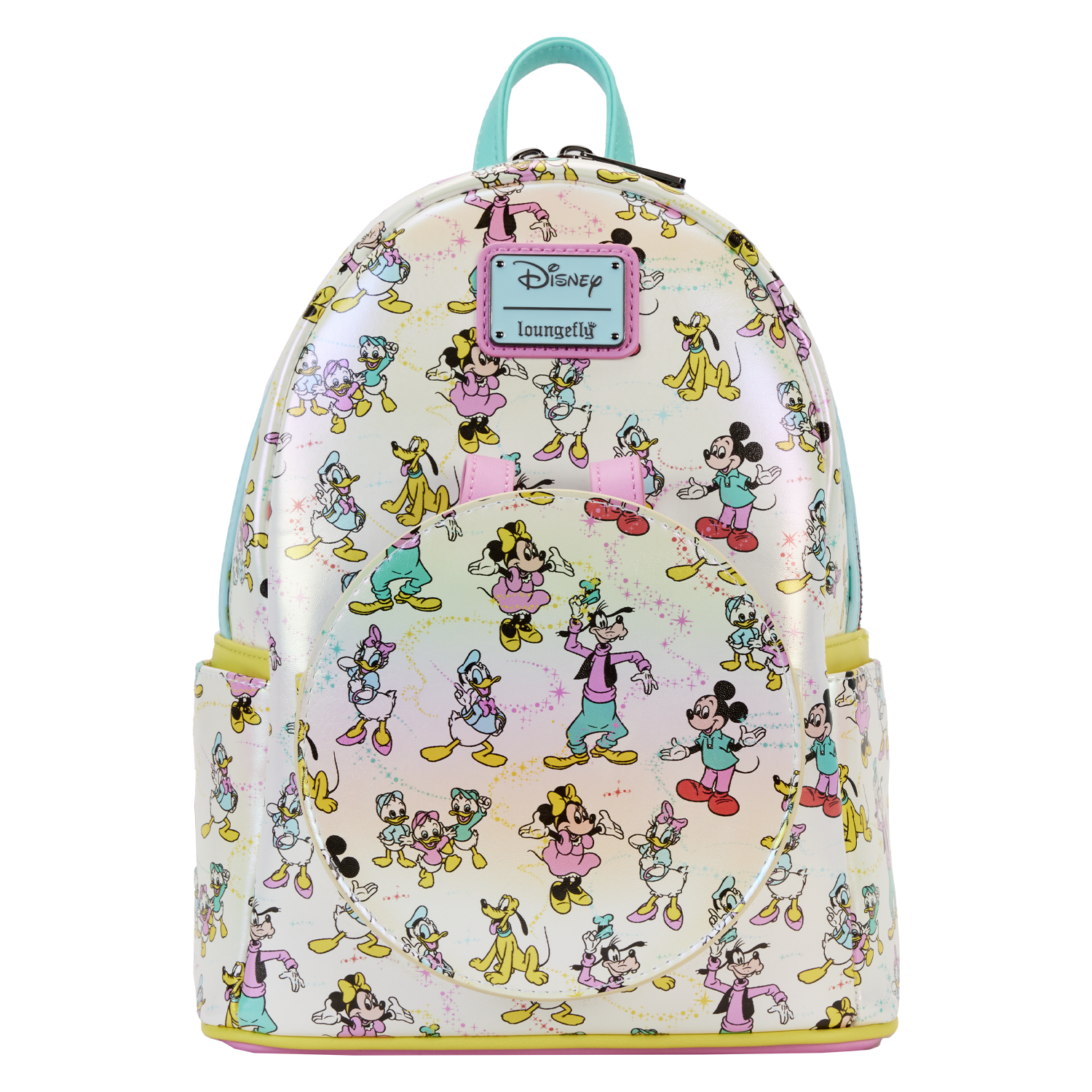 Disney100 Mickey & Friends Classic All-Over Print Iridescent Mini Backpack With Ear Headband Loungefly 9