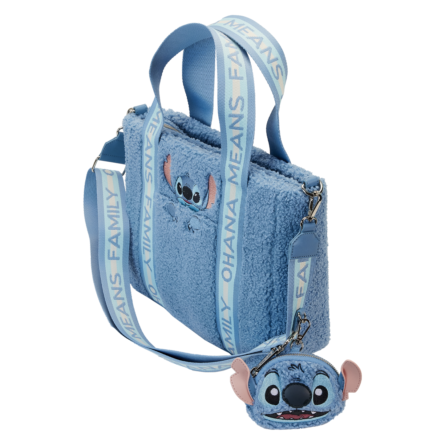 Stitch Plush Sherpa Tote Bag With Coin Bag