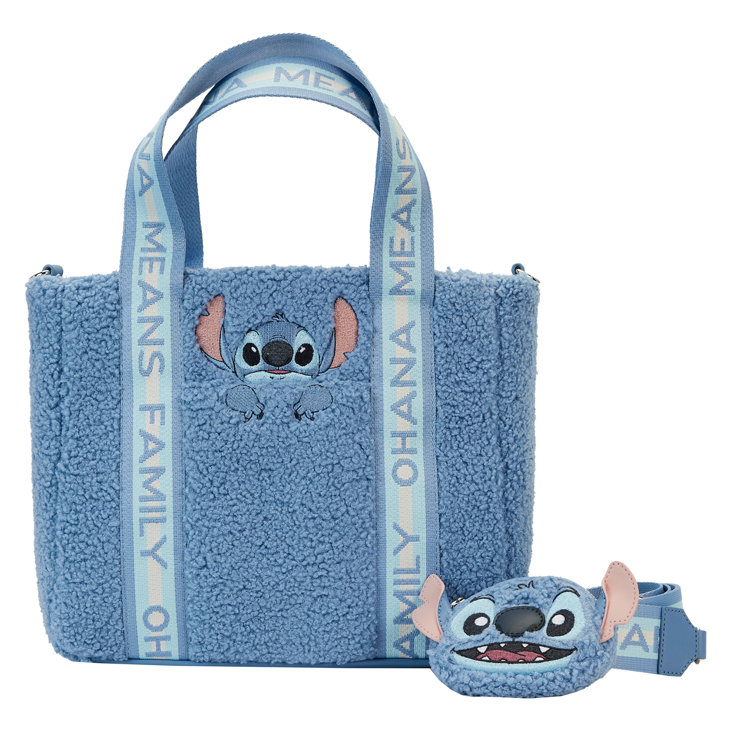 Stitch Plush Sherpa Tote Bag With Coin Bag