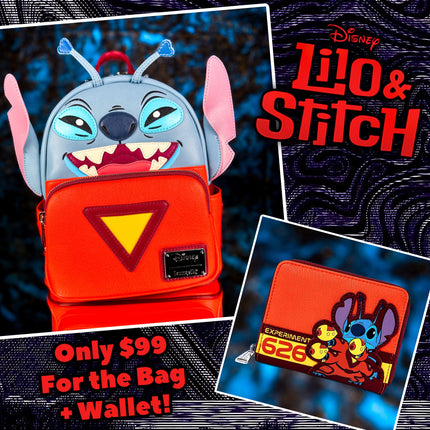Lilo and Stitch Experiment 626 Mini Backpack and Wallet BUNDLE