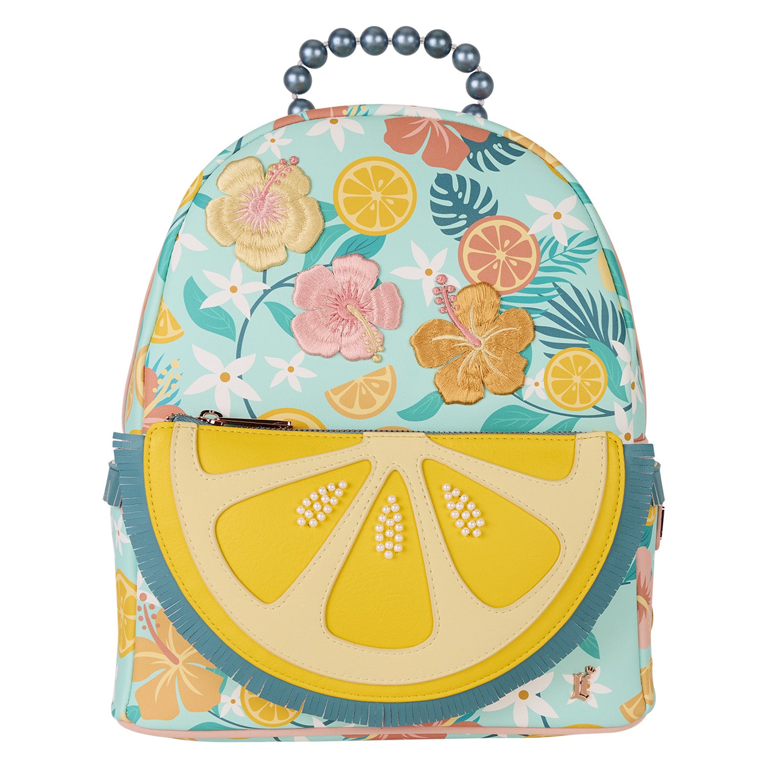 Tropical Lemon Floral Mini Backpack
