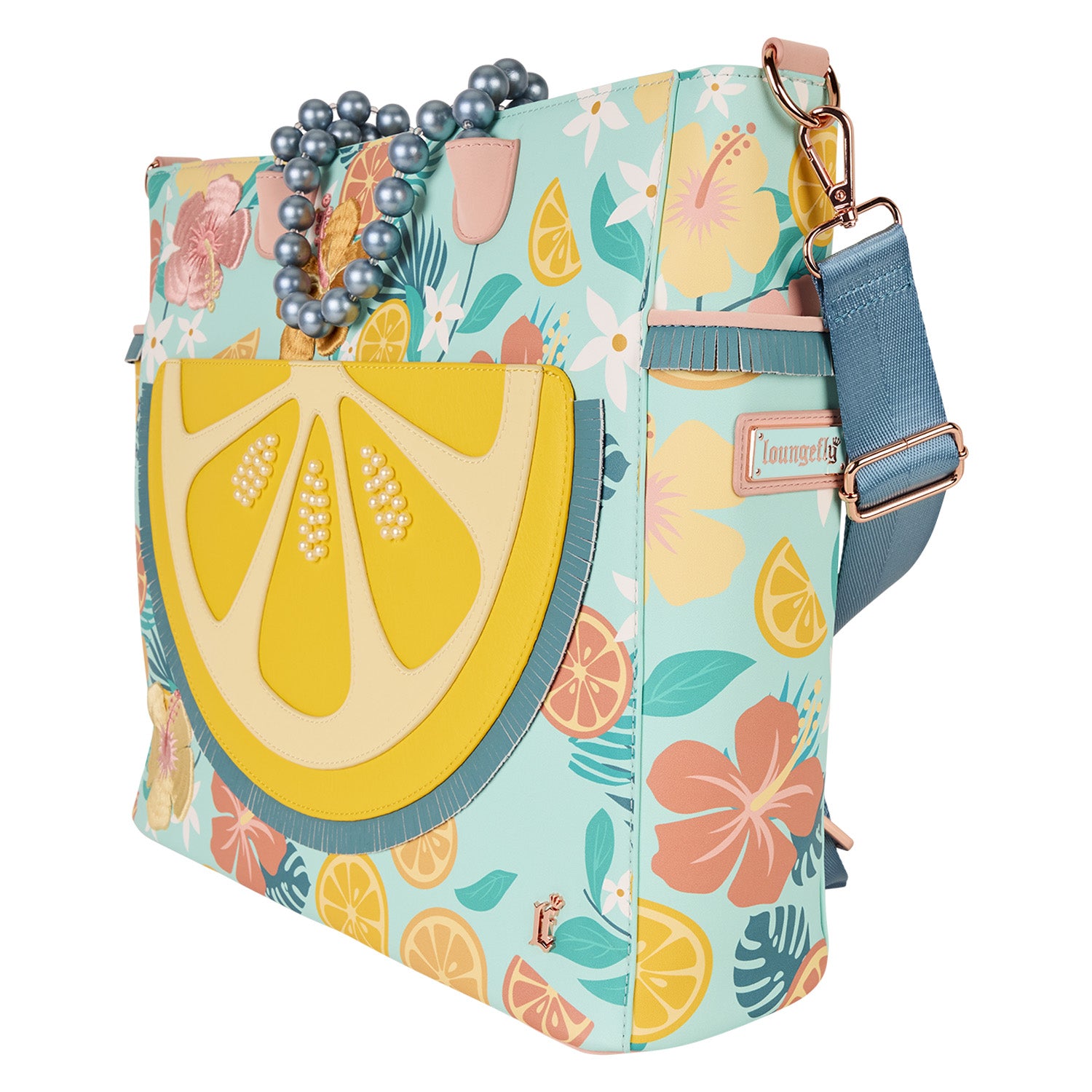 Tropical Lemon Floral Convertible Backpack & Tote Crossbody Bag