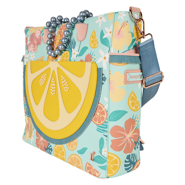 Tropical Lemon Floral Convertible Backpack & Tote Crossbody Bag
