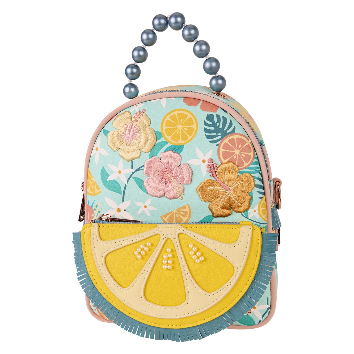 Tropical Lemon Floral Convertible Mini Backpack & Crossbody Bag