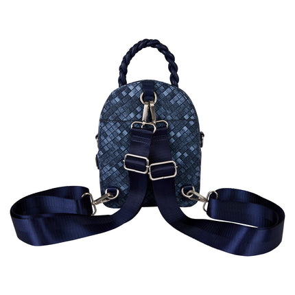 Blue Checkered Convertible Mini Backpack & Crossbody Bag