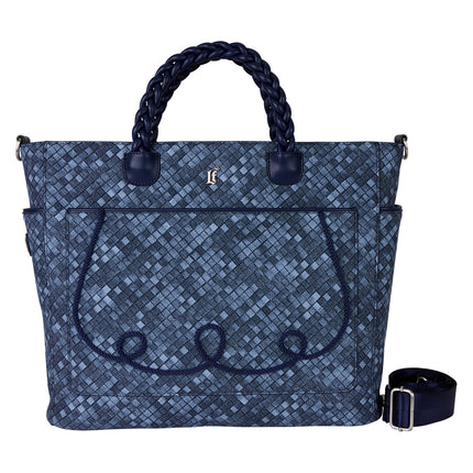 Blue Checkered Convertible Backpack & Tote Crossbody Bag