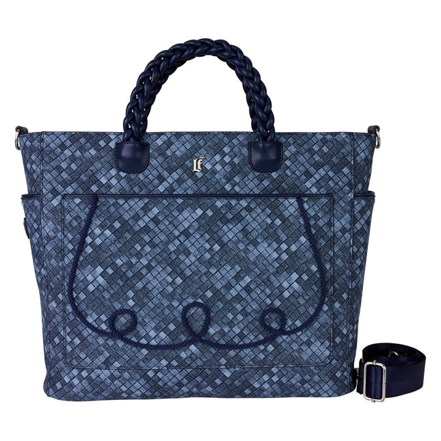 Blue Checkered Convertible Backpack & Tote Crossbody Bag