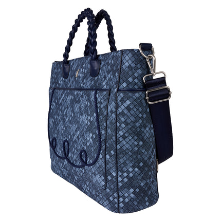 Blue Checkered Convertible Backpack & Tote Crossbody Bag