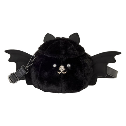 Plush Bat Figural Crossbody Bag