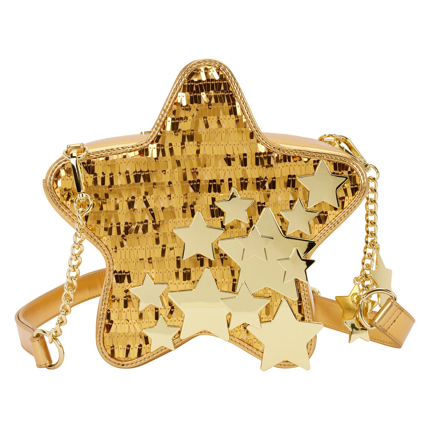 Figural Gold Star Sequin Crossbody Bag 1