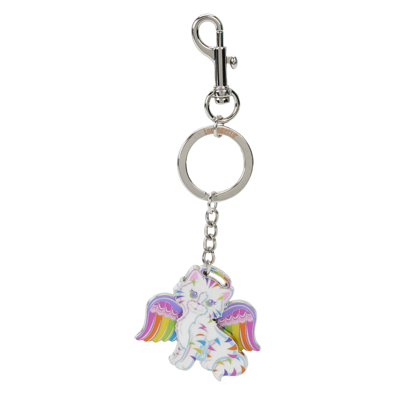 Lisa Frank Holographic Glitter Angel Kitty Moving Keychain
