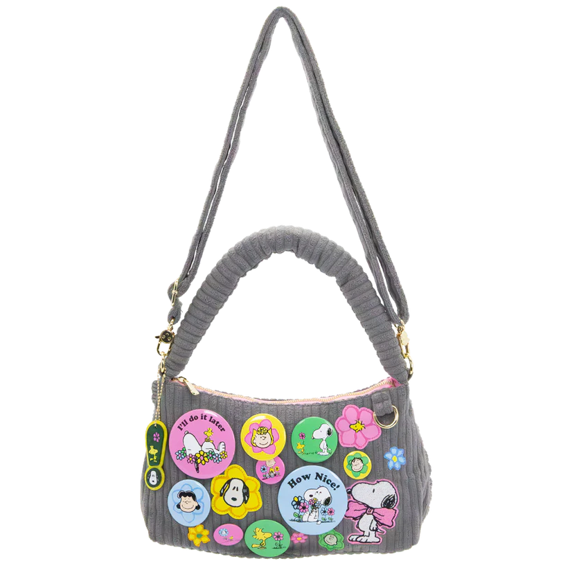 Peanuts Sherbet Spring Pins and Patches Corduroy Baguette Bag