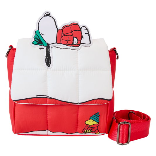 Peanuts Snoopy & Woodstock Snow Day Doghouse Crossbody Bag