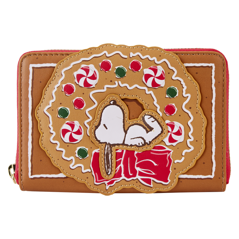 Peanuts Snoopy Gingerbread Wreath Scented Zip Around Wallet