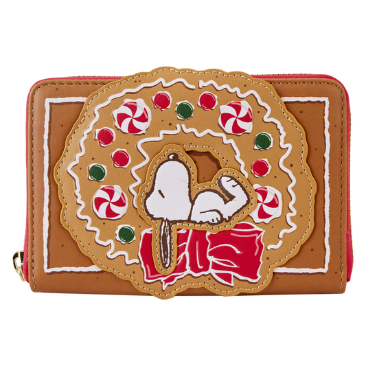 Peanuts Snoopy Gingerbread Wreath Scented Zip Around Wallet