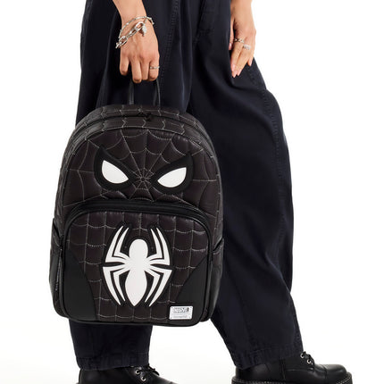 Spider-Man Black & White Suit Cosplay Quilted Full-Size Backpack