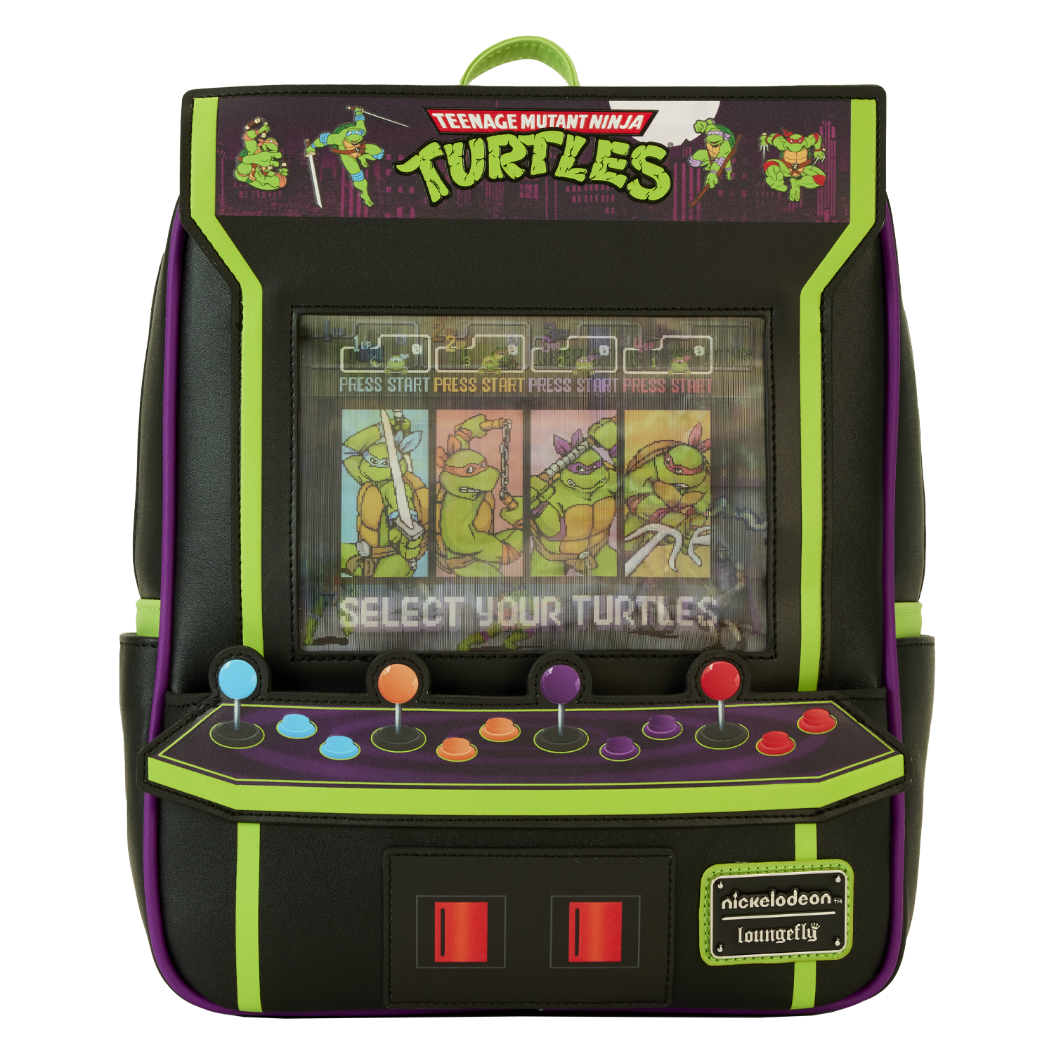 Teenage Mutant Ninja Turtles 40th Anniversary Vintage Arcade Lenticular Glow Mini Backpack