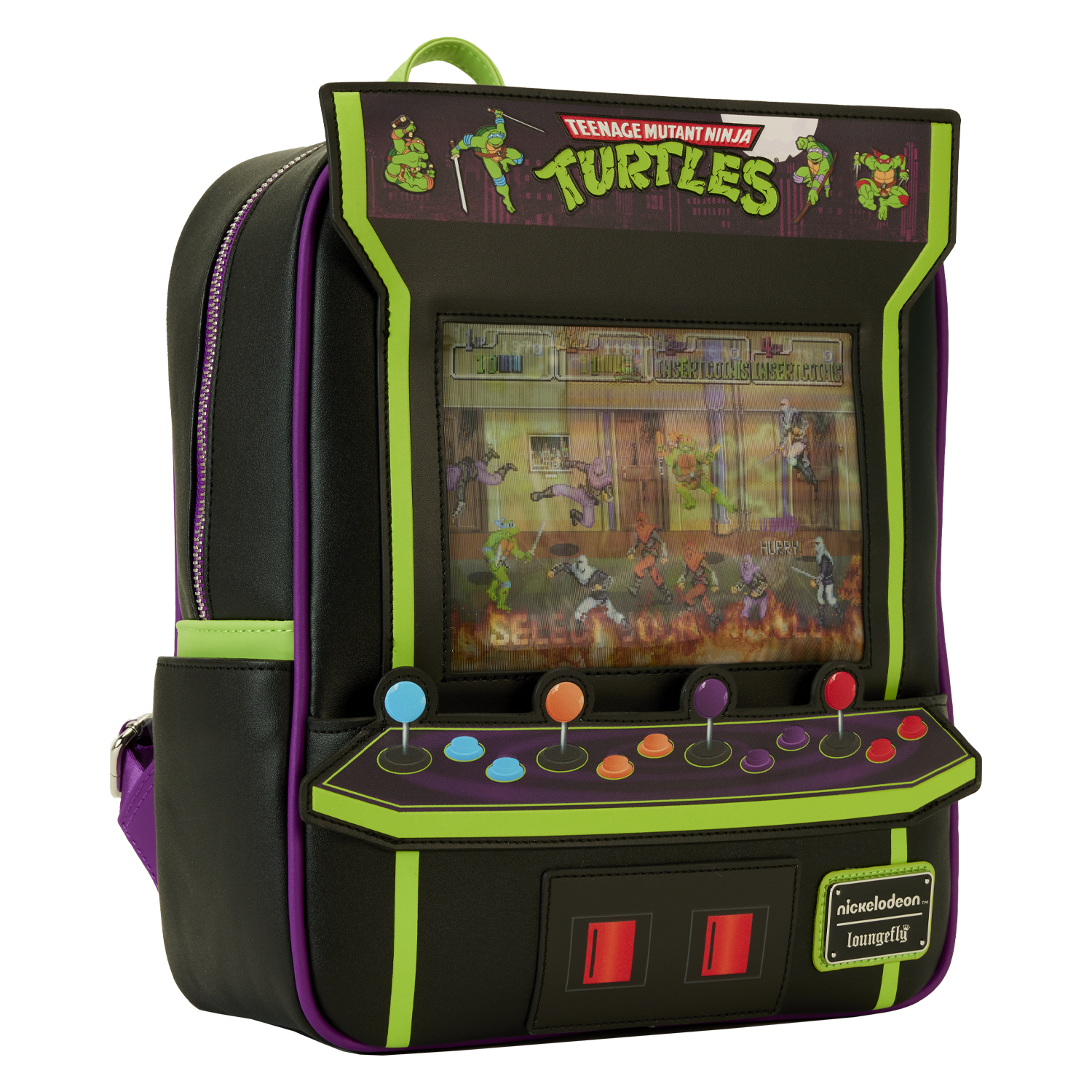 Teenage Mutant Ninja Turtles 40th Anniversary Vintage Arcade Lenticular Glow Mini Backpack
