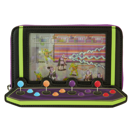 Teenage Mutant Ninja Turtles 40th Anniversary Vintage Arcade Lenticular Glow Zip Around Wallet