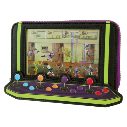 Teenage Mutant Ninja Turtles 40th Anniversary Vintage Arcade Lenticular Glow Zip Around Wallet