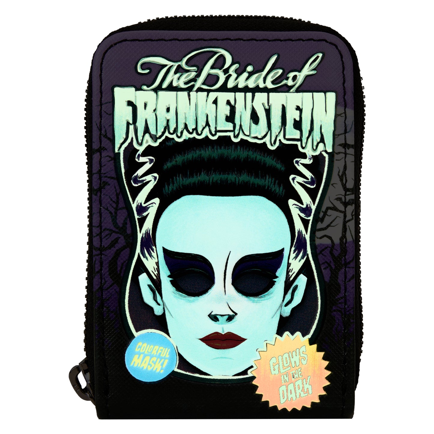 Universal Monsters LF UNIVERSAL MONSTERS BRIDE OF FRANKENSTEIN NEON MASK ZIP AROUND WALLET