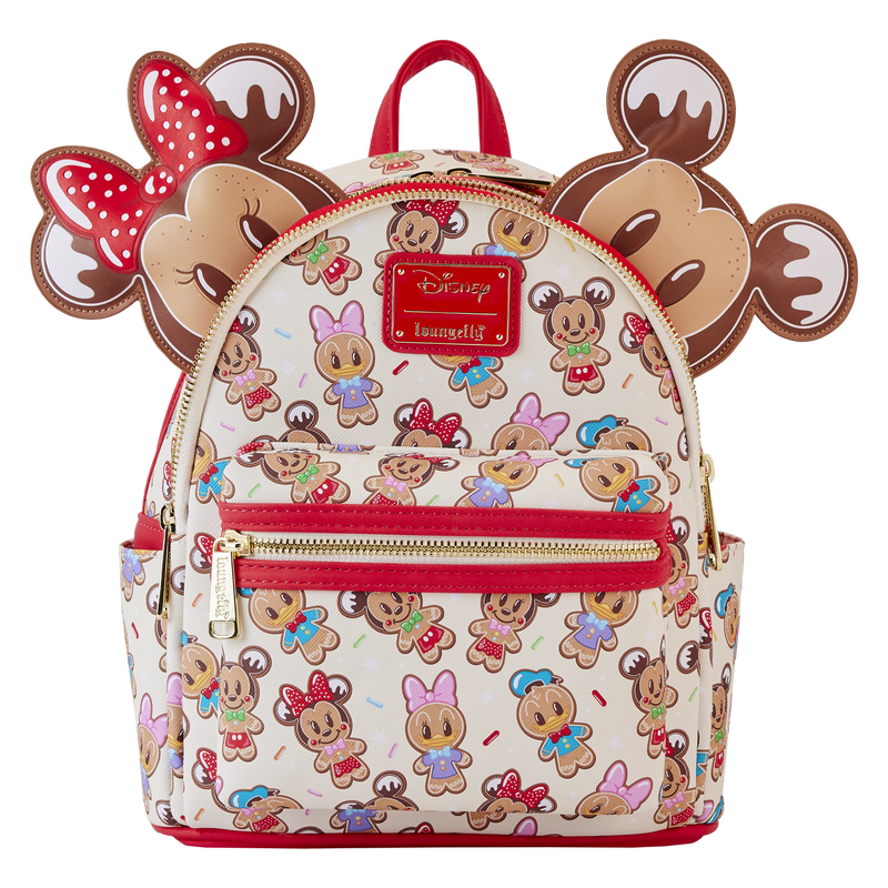 Black Faux Leather Backpack Featuring An All-Over Disneys Mickey Mouse  Pattern & Adjustable Straps