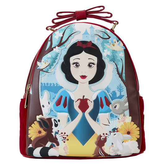 Snow White Classic Apple Quilted Velvet Mini Backpack