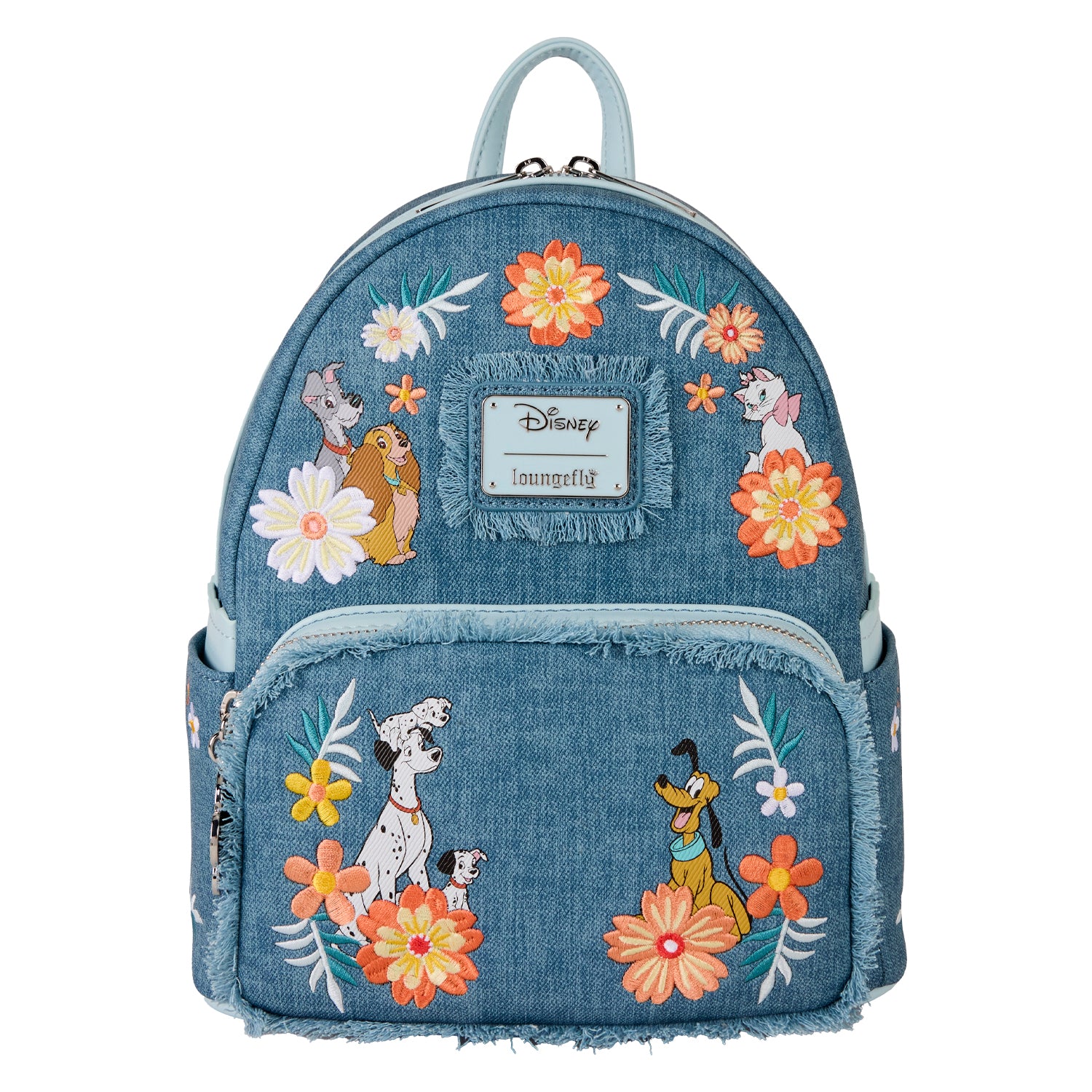 Disney Dogs and Cats Denim Fringe Mini Backpack
