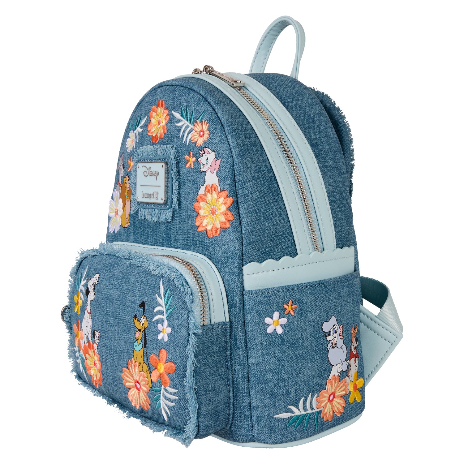 Disney Dogs and Cats Denim Fringe Mini Backpack