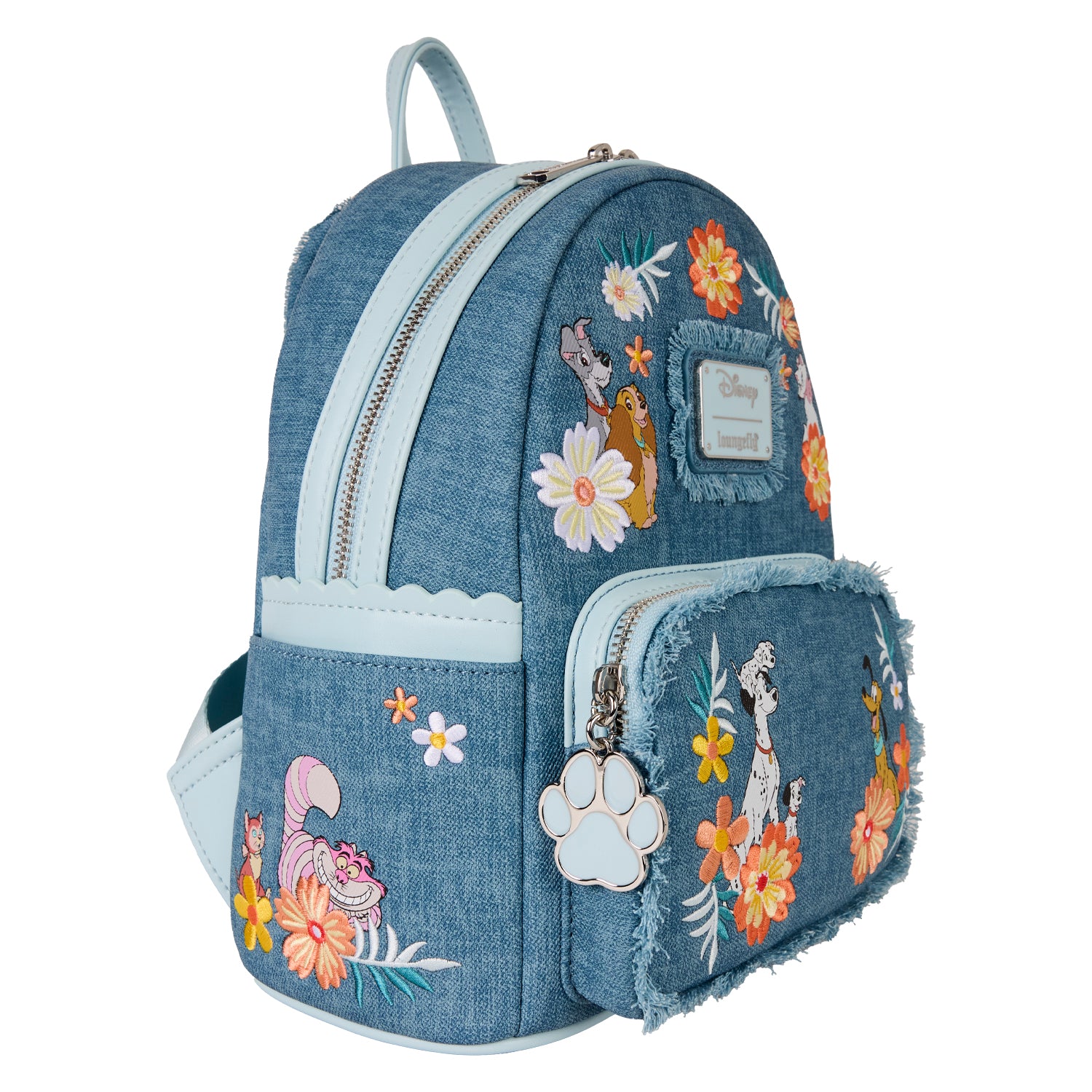 Disney Dogs and Cats Denim Fringe Mini Backpack 3