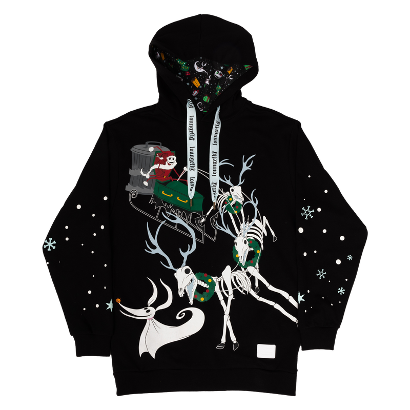 The Nightmare Before Christmas Santa Jack Skeleton Reindeer Glow Unisex Hoodie 1