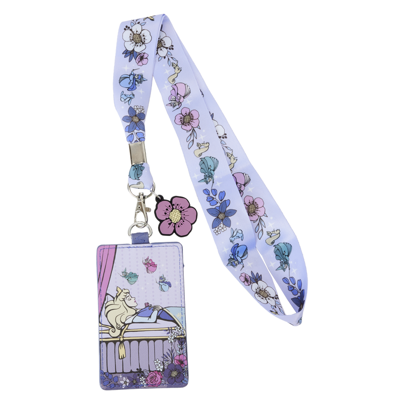 Sleeping Beauty 65th Anniversary Floral Scene Lanyard With Card Holder